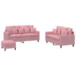vidaXL Ensemble de canapés 3 Pièces avec coussins Rose Velours