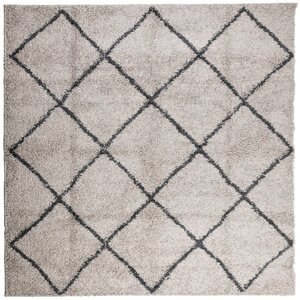 vidaXL Tapis shaggy à poils longs moderne beige anthracite 160x160 cm