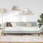 vidaXL Cadre de lit d'angle avec matelas 2 Pièces Gris clair Velours