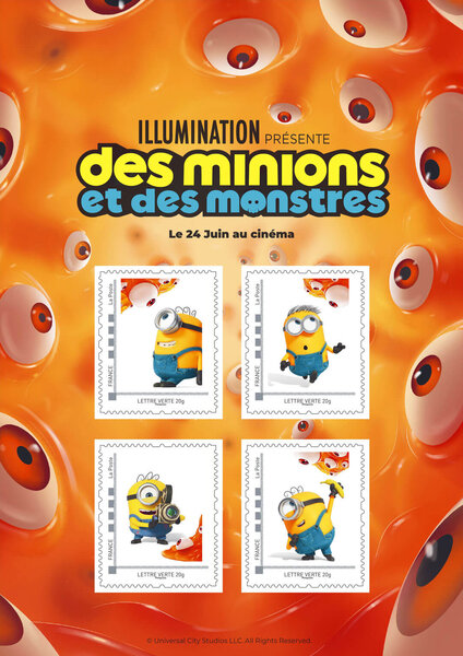 Collector 4 timbres - Des Minions et des Monstres - Lettre Verte