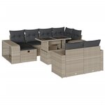 vidaXL Salon de jardin 11 Pièces avec coussins gris clair résine tressée