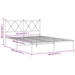 vidaXL Cadre de lit métal sans matelas avec tête de lit noir 140x190cm