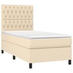 vidaXL Sommier à lattes de lit et matelas et LED Crème 90x190 cm Tissu
