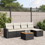 vidaXL Salon de jardin 6 Pièces avec coussins noir résine tressée