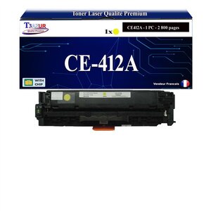T3AZUR - Toner compatible avec CE412A 305X pour HP Laserjet Pro 300 color M351A M375NW Laserjet Pro 400 color M451DN M451DW M451NW M475DN M475DW - Jaune