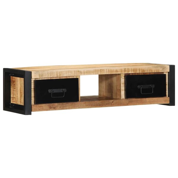 vidaXL Meuble TV 100x30x25 cm bois massif de manguier brut