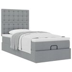vidaXL Lit ottoman avec matelas gris clair 90x200 cm tissu