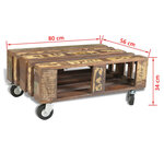 vidaXL Table basse avec 4 roulettes Bois recyclé