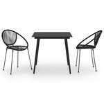 vidaXL Ensemble à dîner d'extérieur 3 Pièces Rotin PVC Noir