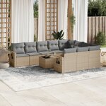 vidaXL Salon de jardin 11 Pièces avec coussins beige résine tressée