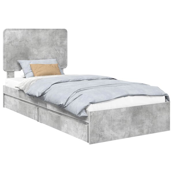 vidaXL Lit de Rangement Gris béton 75 x 190 cm Bois d'ingénierie