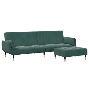 vidaXL Canapé-lit à 2 places avec repose-pied vert foncé velours