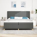 Box Spring VidaXL avec Matelas Gris Foncé 200x200 cm en Tissu