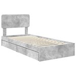 vidaXL Lit de Rangement Gris béton 90 x 190 cm Bois d'ingénierie
