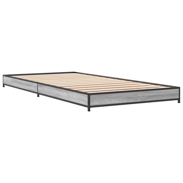 vidaXL Cadre de lit sonoma gris 90x200 cm bois d'ingénierie et métal