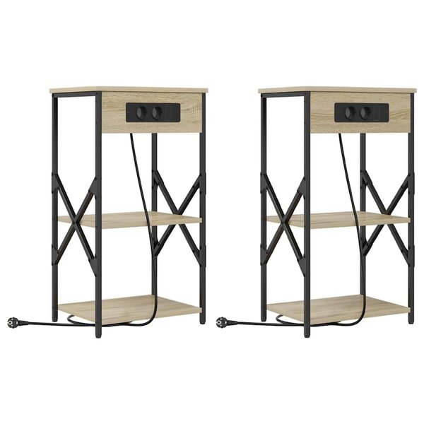 vidaXL Cabinet de chevet 2 Pièces Chêne sonoma 41 x 31 x 76 cm