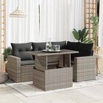 vidaXL Salon de jardin 5 Pièces avec coussins gris résine tressée