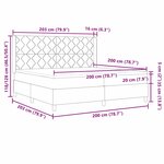 vidaXL Lit à ressorts avec matelas et LED gris foncé  200x200 cm en tissu