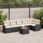 vidaXL Ensemble de canapé de jardin 7 Pièces Noir et blanc