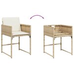 vidaXL Chaises de jardin avec coussins lot de 4 beige résine tressée