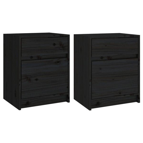 vidaXL Tables de chevet 2 Pièces Noir 40x31x50 cm Bois de pin massif