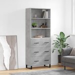 vidaXL Buffet haut Gris béton 69 5x34x180 cm Bois d'ingénierie