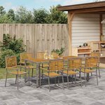 vidaXL Ensemble de salle à manger pour jardin 9 Pièces Gris et marron