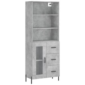 vidaXL Buffet haut Gris béton 69 5x34x180 cm Bois d'ingénierie