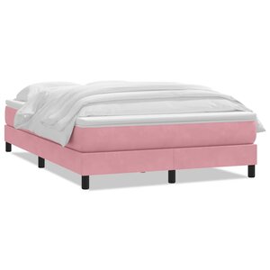 vidaXL Sommier à lattes de lit avec matelas rose 140x210 cm velours