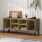 vidaXL Étagère à chaussures pieds en métal Brun 106x35x45 cm Bois OSLO