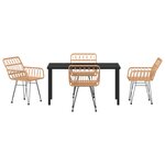 vidaXL Ensemble de Dîner de Jardin 5 Pièces en Poly Rattan Marron