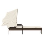 vidaXL Chaise longue avec auvent marron résine tressée