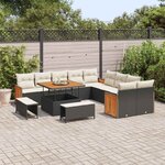 vidaXL Ensemble de canapé de jardin avec coussin 13 Pièces Noir et Crème