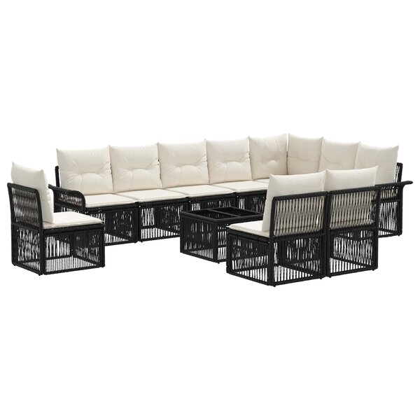 vidaXL Ensemble de canapé de jardin 11 Pièces Noir polyrotin