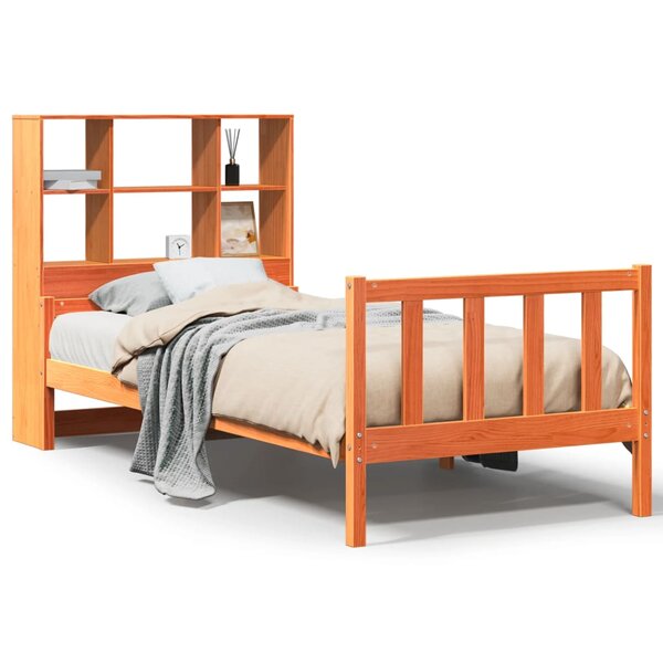 vidaXL Lit bibliothèque sans matelas cire marron 90x190 cm bois massif