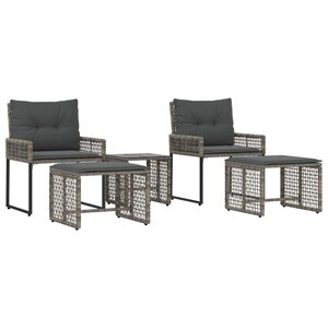 vidaXL Ensemble de meubles d'extérieur avec coussin 5 Pièces Gris