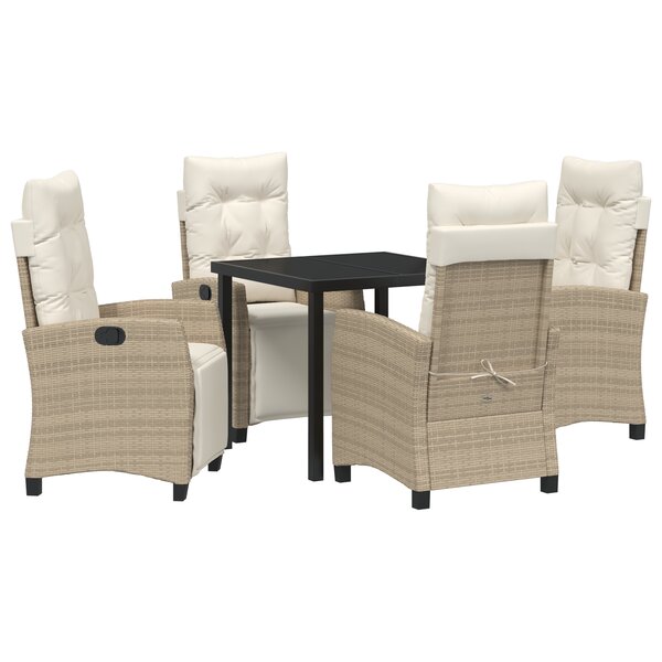 vidaXL Ensemble de mobilier de jardin 5 pièces en rattan beige