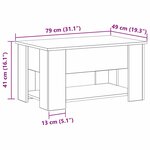 Table basse en chêne noir vidaXL 79x49x41 cm en bois reconstitué