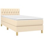 vidaXL Sommier à lattes de lit avec matelas Crème 90x200 cm Tissu