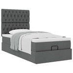 vidaXL Cadre de lit ottoman avec matelas gris foncé 100x200 cm tissu