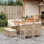 vidaXL Ensemble à manger de jardin et coussins 9 Pièces beige Poly rotin
