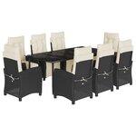 vidaXL Ensemble à manger de jardin 9Pièces coussins noir résine tressée