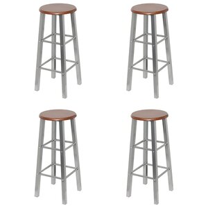 vidaXL Tabourets de bar lot de 4 argenté et marron MDF