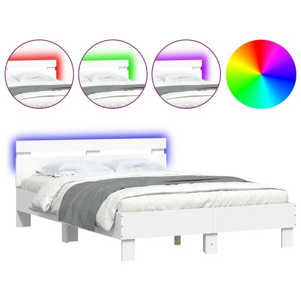 vidaXL Cadre de lit avec tête de lit et LED blanc 120x200 cm