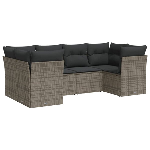 vidaXL Salon de jardin 6 Pièces avec coussins gris résine tressée