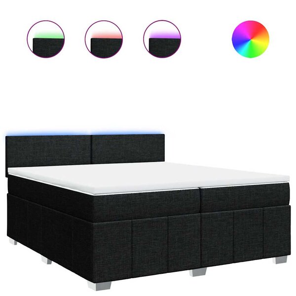 vidaXL Sommier à lattes de lit avec matelas Noir 200x200 cm Tissu