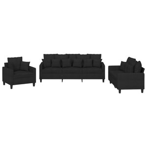 vidaXL Ensemble de canapés 3 Pièces avec coussins noir tissu