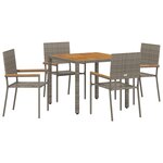Ensemble de salle à manger jardin 5 pièces gris poly rattan vidaXL