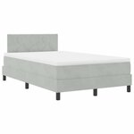 vidaXL Lit box avec matelas et lumière LED Gris clair 120x190 cm Velours