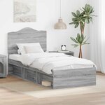 vidaXL Cadre de lit Gris Sonoma 75 x 190 cm Pin massif